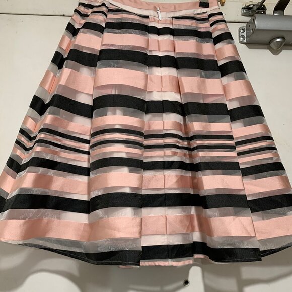 PINK TARTAN MIDI SHEER STRIPE SKIRTS SIZE 2 - Picture 6 of 8